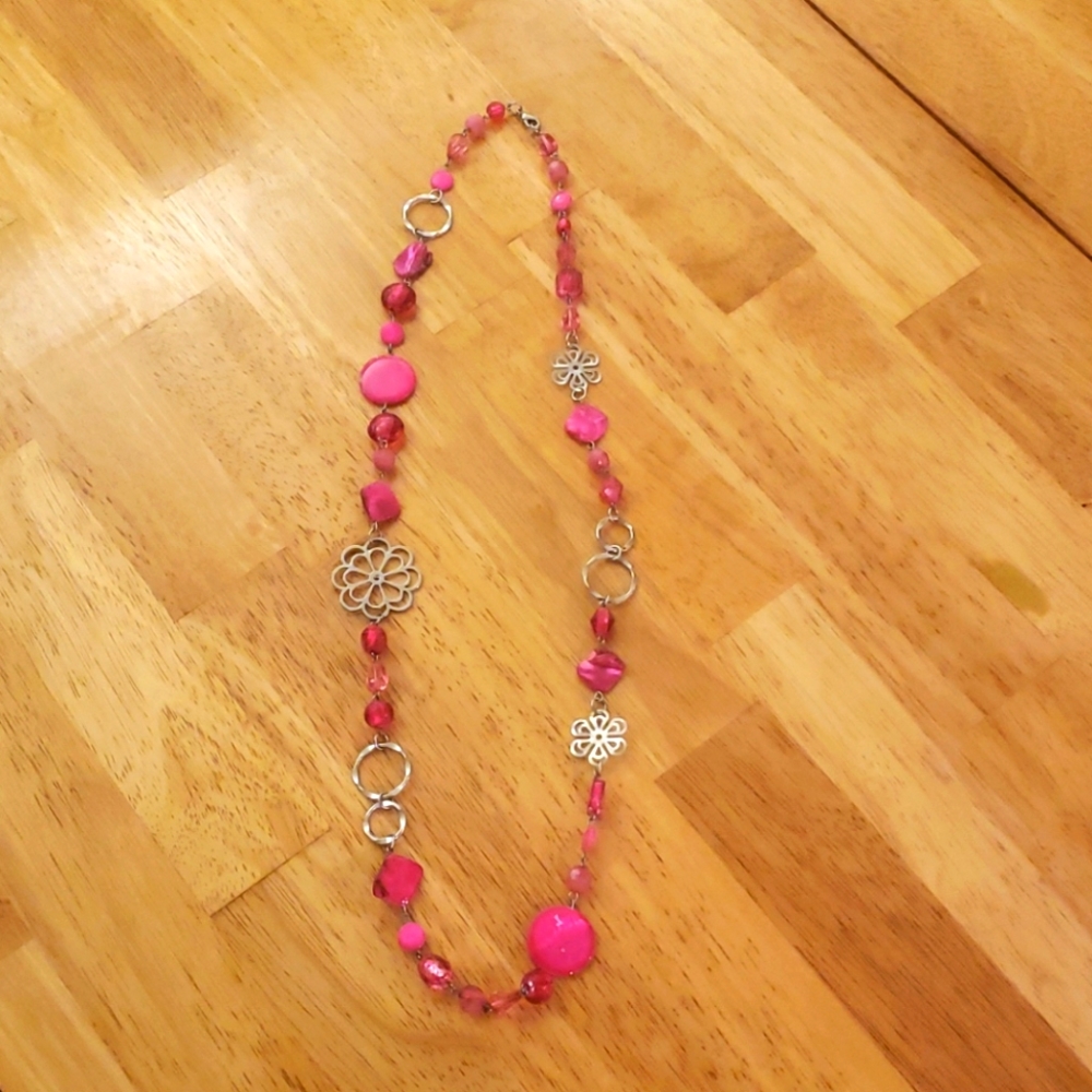 Pink and Silver Statement Necklace
